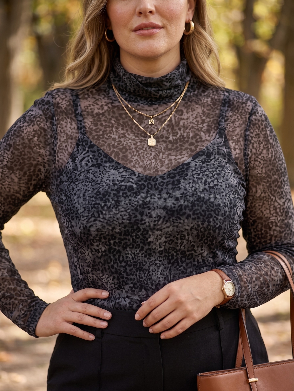 Addition Elle Animal Print Mesh Top Sheer Mock Neck Ruched Whimsigoth Mob Wife